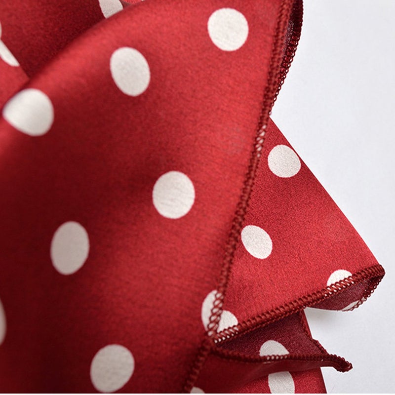 Patiky Women Silk Neckerchief Polka Dot Small Square Neck Scarf for Women PSSJ01 (Burgundy) - Image 4